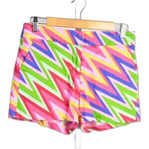 Melly M Colorful Zig Zag Twill Bermuda Short w/ Slit Pockets Size 4